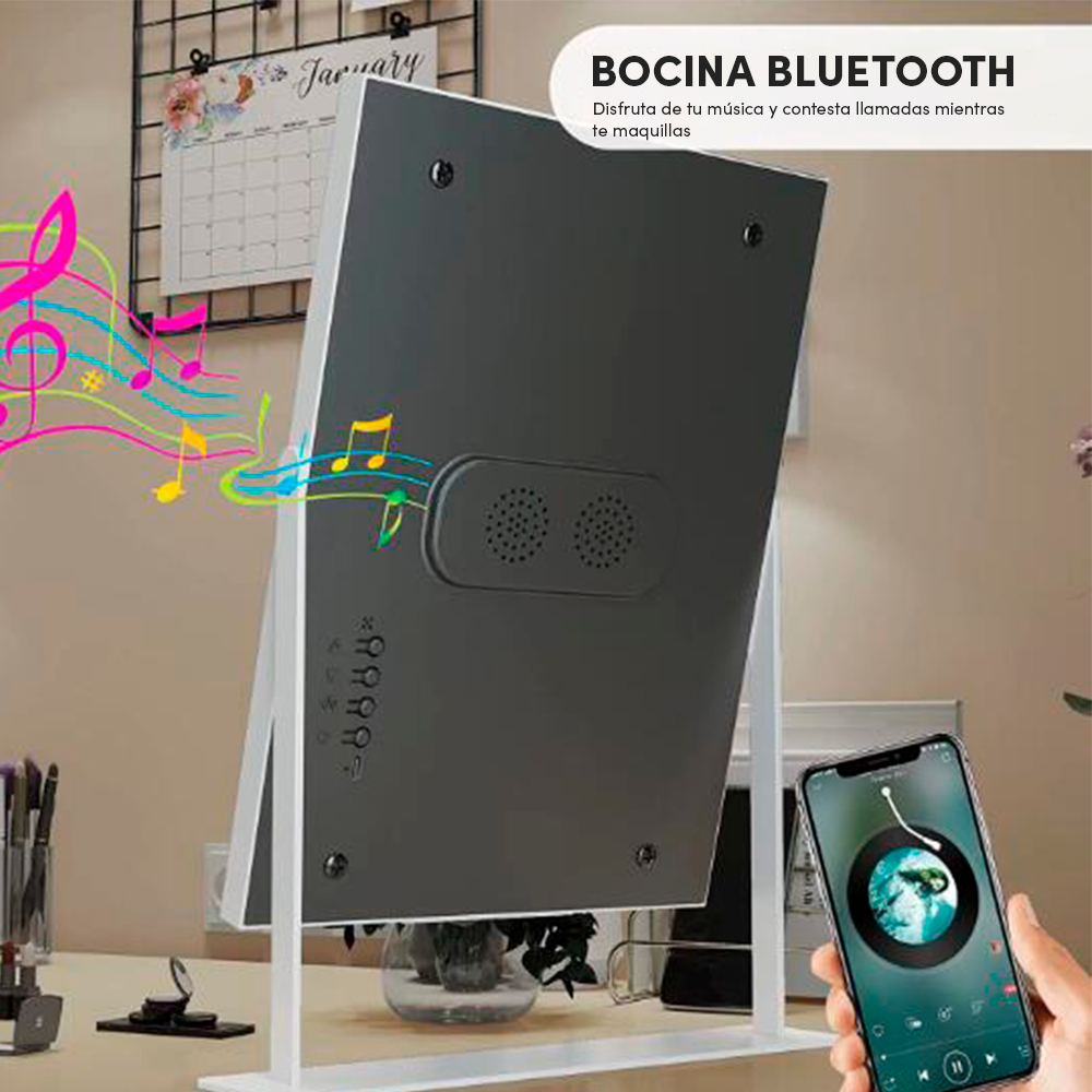Espejo de tocador con cargador inalámbrico y altavoz Bluetooth | FENCHILIN